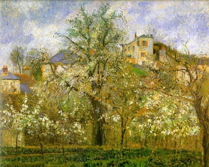 Camille Pissaro Kitchen Garden with Trees in Flower, Pontoise